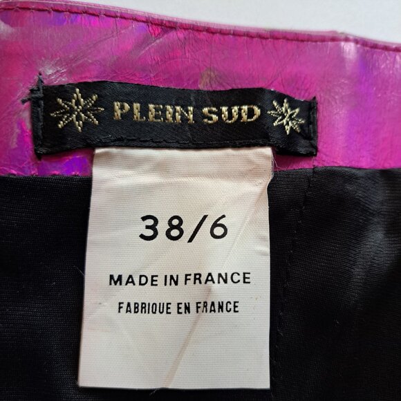 Plein Sud neon hot pink metallic genuine leather corset top Size 38 / XS - Picture 12 of 16